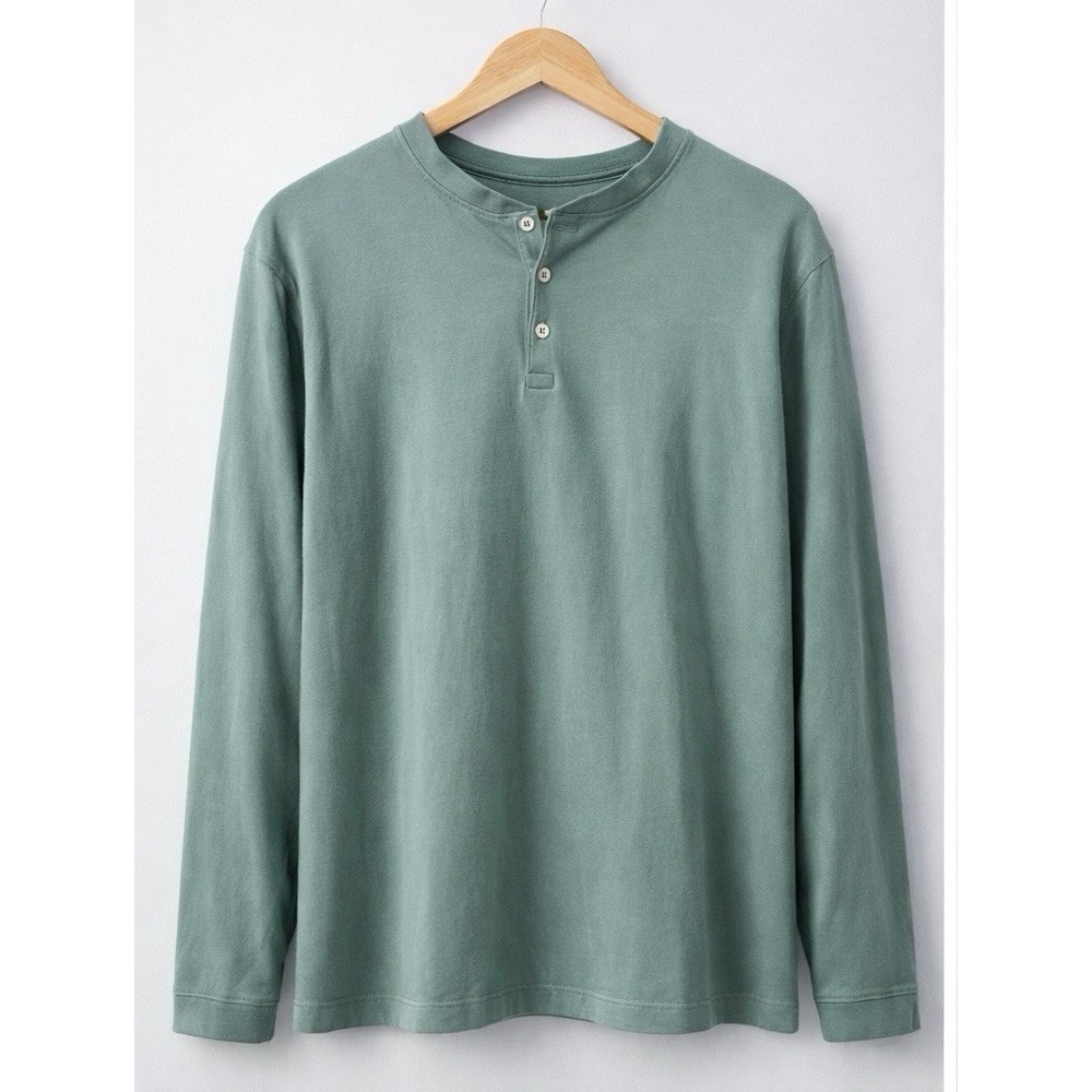 Desert Dunes Weekend Style Henley Shirt 100% Organic Cotton Breathable Luxe L
